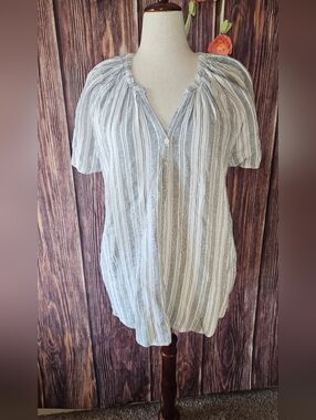 Joie Woven Stripe Peasant Top Plus Size 3X